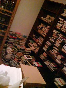 Mitt blivande arbetsrum, skrivbordet är visst där under någonstans, och några av alla mina böcker... Är man bokmal så är man. ;-)