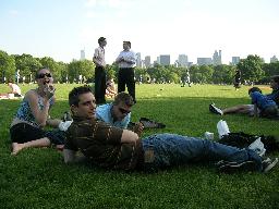 Slapp i Central Park, NY, tillsammans med vänner