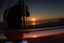 Solnedgång vid Asilomar beach i Monterey.